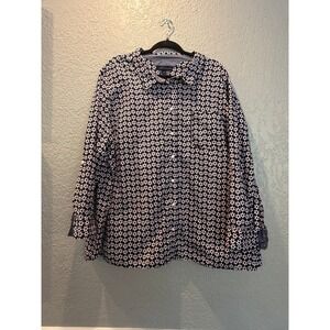 Tommy Hilfiger 3X Button Down Shirt Flower Print Long Sleeve Top